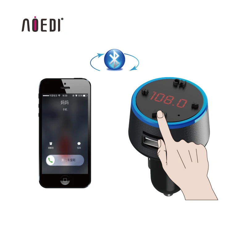 AD961 Factory Free sample Bluetooth handsfree fm car kit mp3 player with dual USB changer and QC3.0 Option