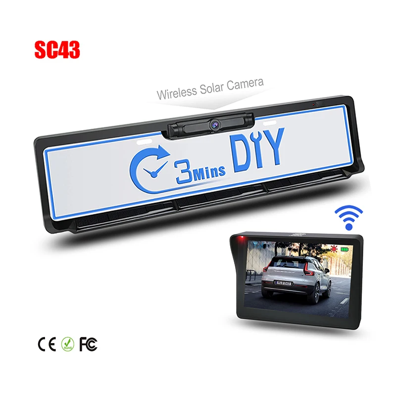 
 IPoster для европейских автомобилей Парковка WSE43 DIY CE беспроводной номерного знака солнечной батареи автомобиля заднего вида беспроводная камера заднего вида  