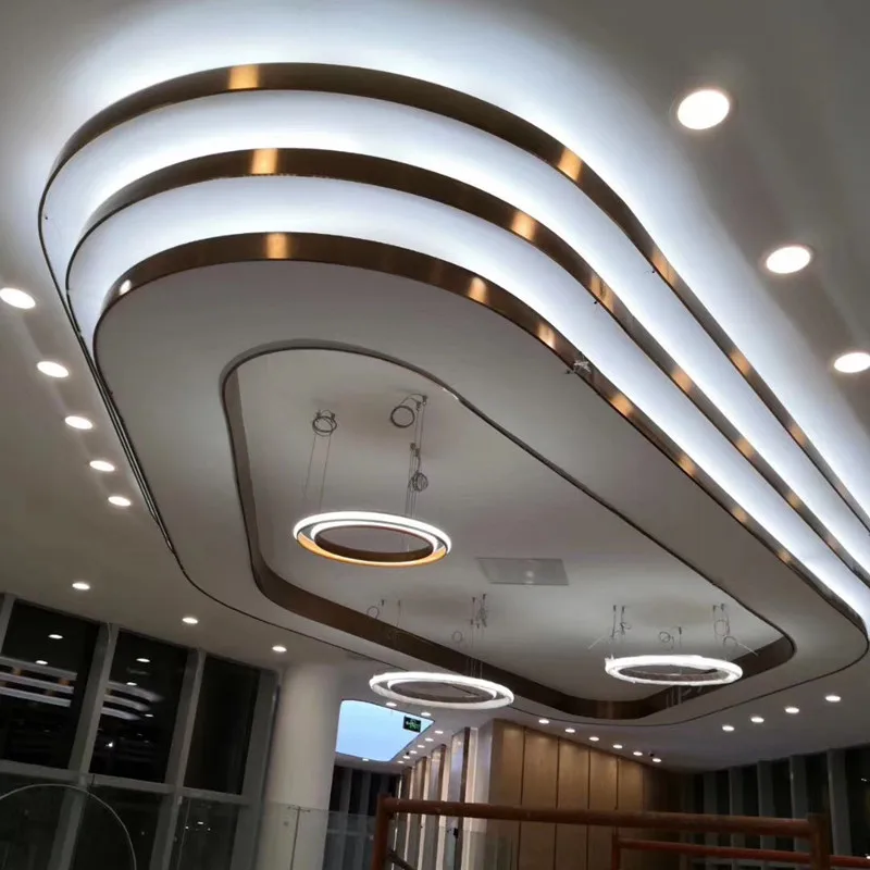 Custom Ceiling Metal Profiles Rose Gold Stainless Steel Curved Strip Decorative Trim