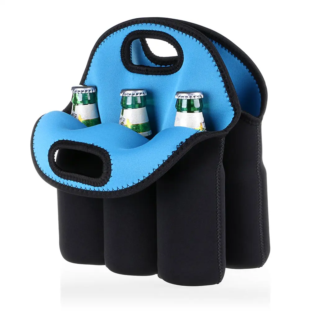 Factory Custom 5mm Neoprene Promotional gift 6 Pack red wine bottle Cooler Tote Bag Extra Thick Neoprene Beer Bottle Carrier