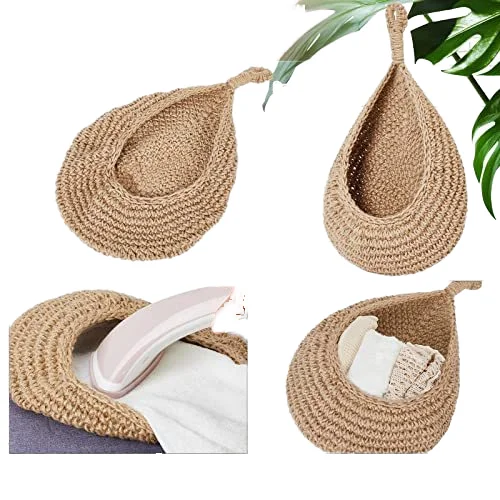 Handwoven Boho Jute Rope Foldable Wall Hanging Basket Eco-Friendly Vegetable Fruit Storage for Pantry Foldable Sundries Basket