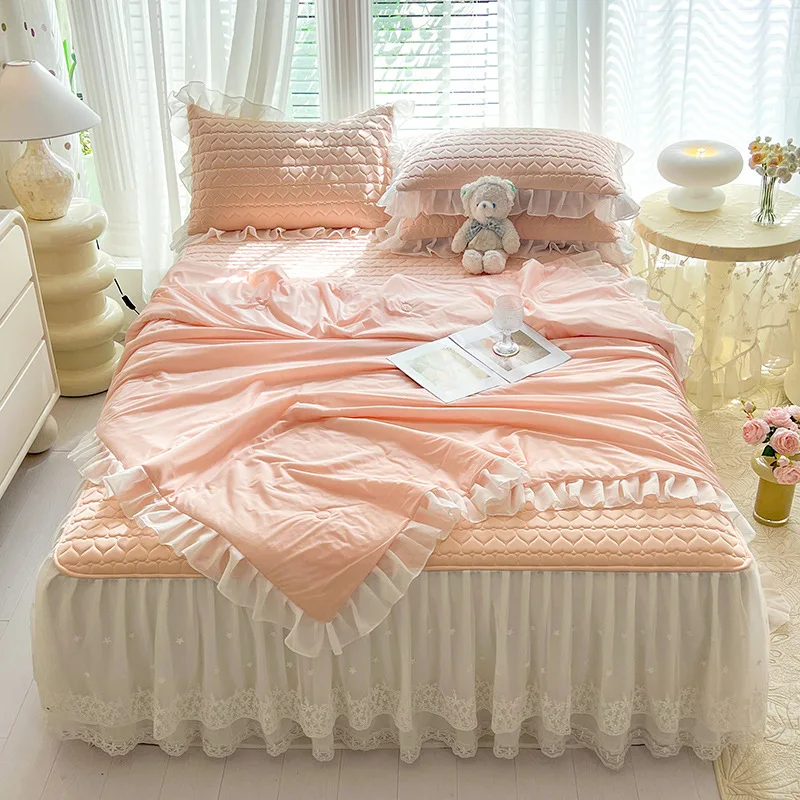 Hot Sale Luxury Ice Silk Cooling Thailand Natural Latex Mat Cooling Summer folding Sleeping Mat Summer quilt set