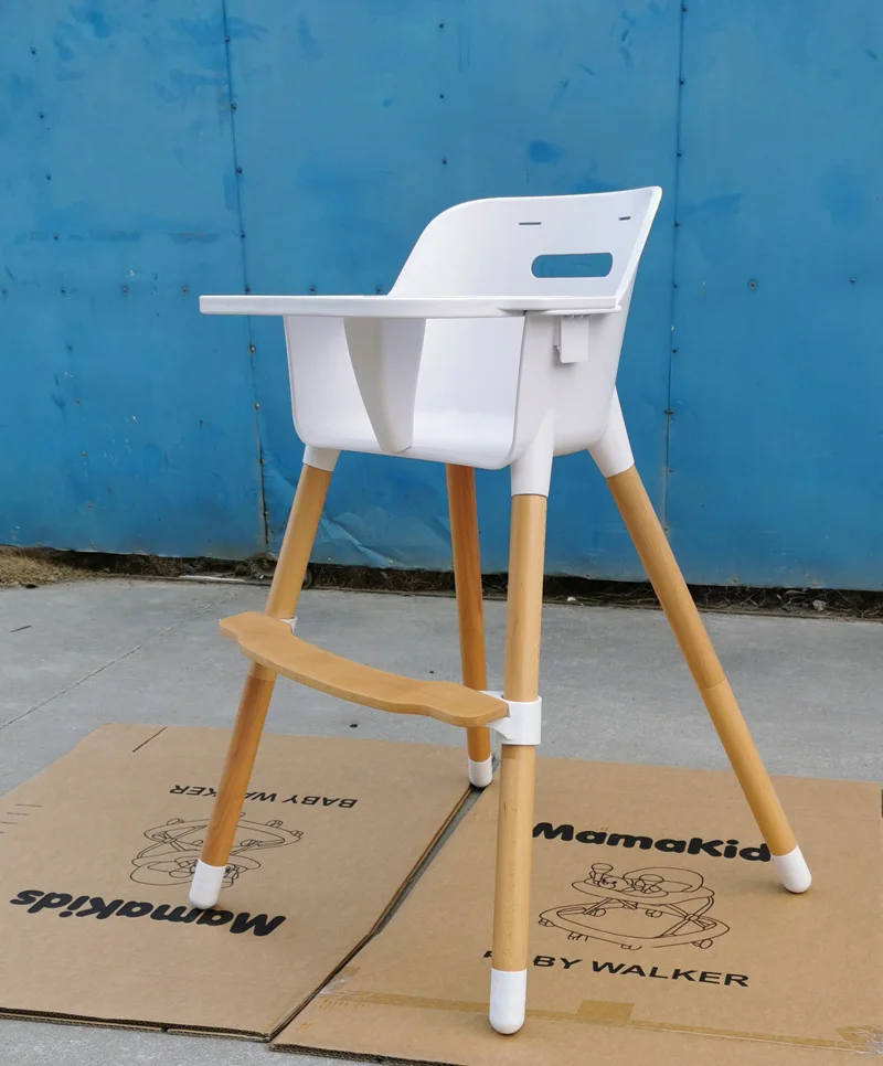 Mamakids hot selling baby plastic chair seats infant wooden  high chair feeding chair with 360 degree rotation