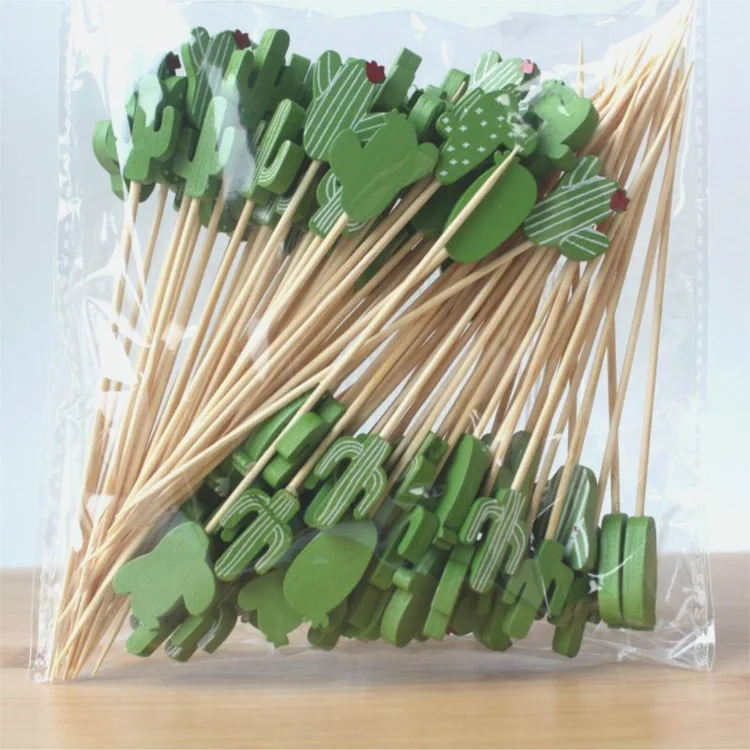 Jimao кактус печать на заказ украшение для вечеринки флажок коктейлей зубочистка