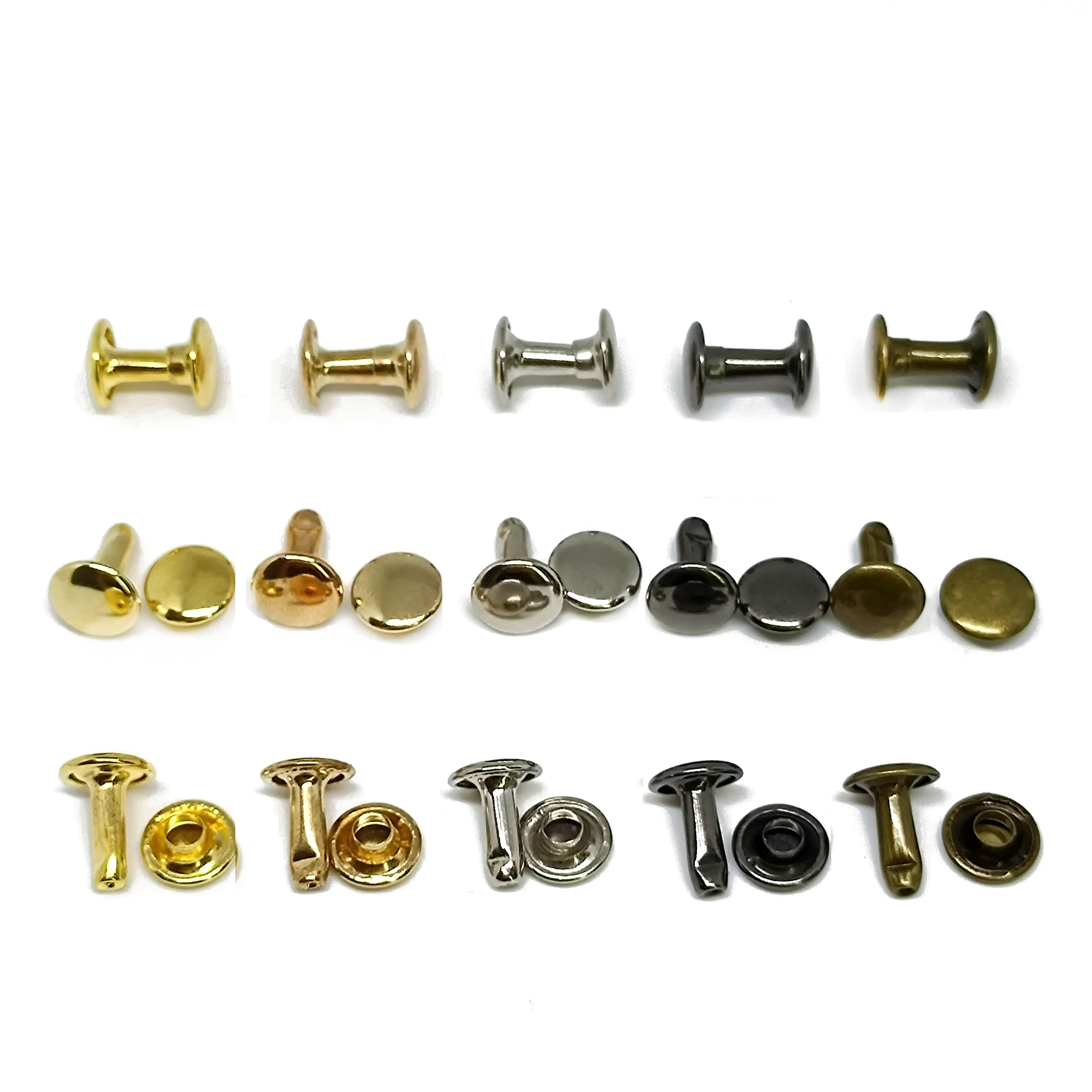 Hot Selling Double Hats Cheap Metal Snap Buttons Jeans Rivets Shoe Bags Clothing Leather  Double Headed Rivets