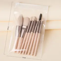 Custom Logo Portable 8pcs Plastic Handle Nylon Hair Makeup Brushes High Quality Make Up Tools Kit Makeup Brush Set