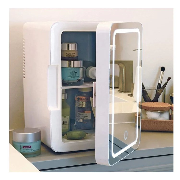 Small portable cosmetic skincare refrigerator mini makeup beauty fridge with mirror door
