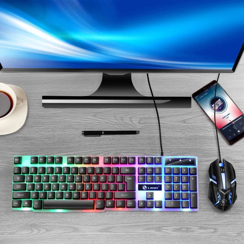 Selead Factory Mechanical Keyboard and Mouse Wired Combo Backlit 104 Key Mechanical Keyboard RGB Mouse