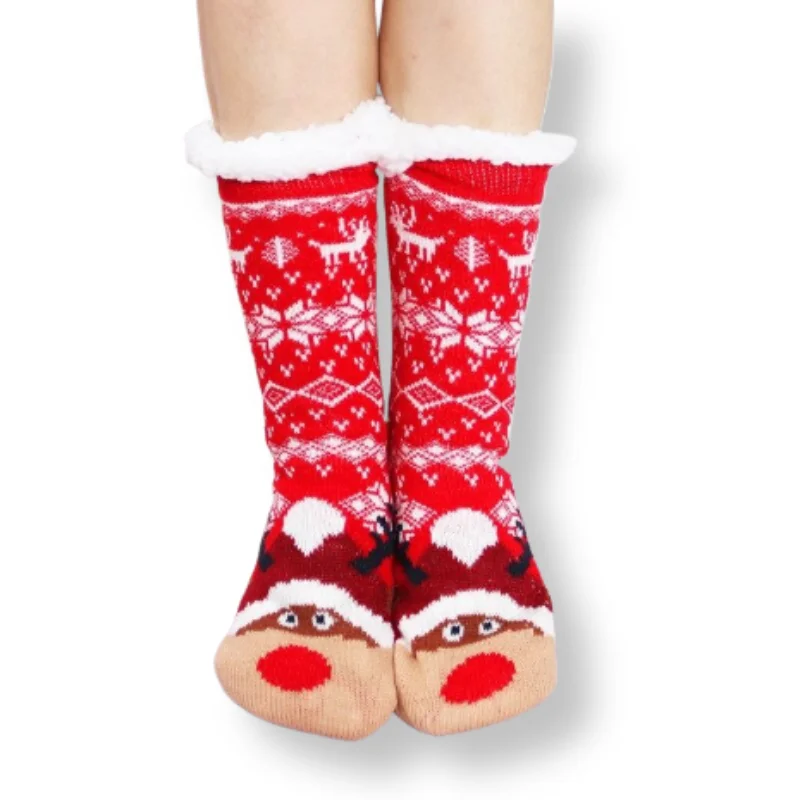 Multicolored Winter Warm Socks Fuzzy Christmas Soft Thick Warmer Mid-Calf Length Knitted Socks