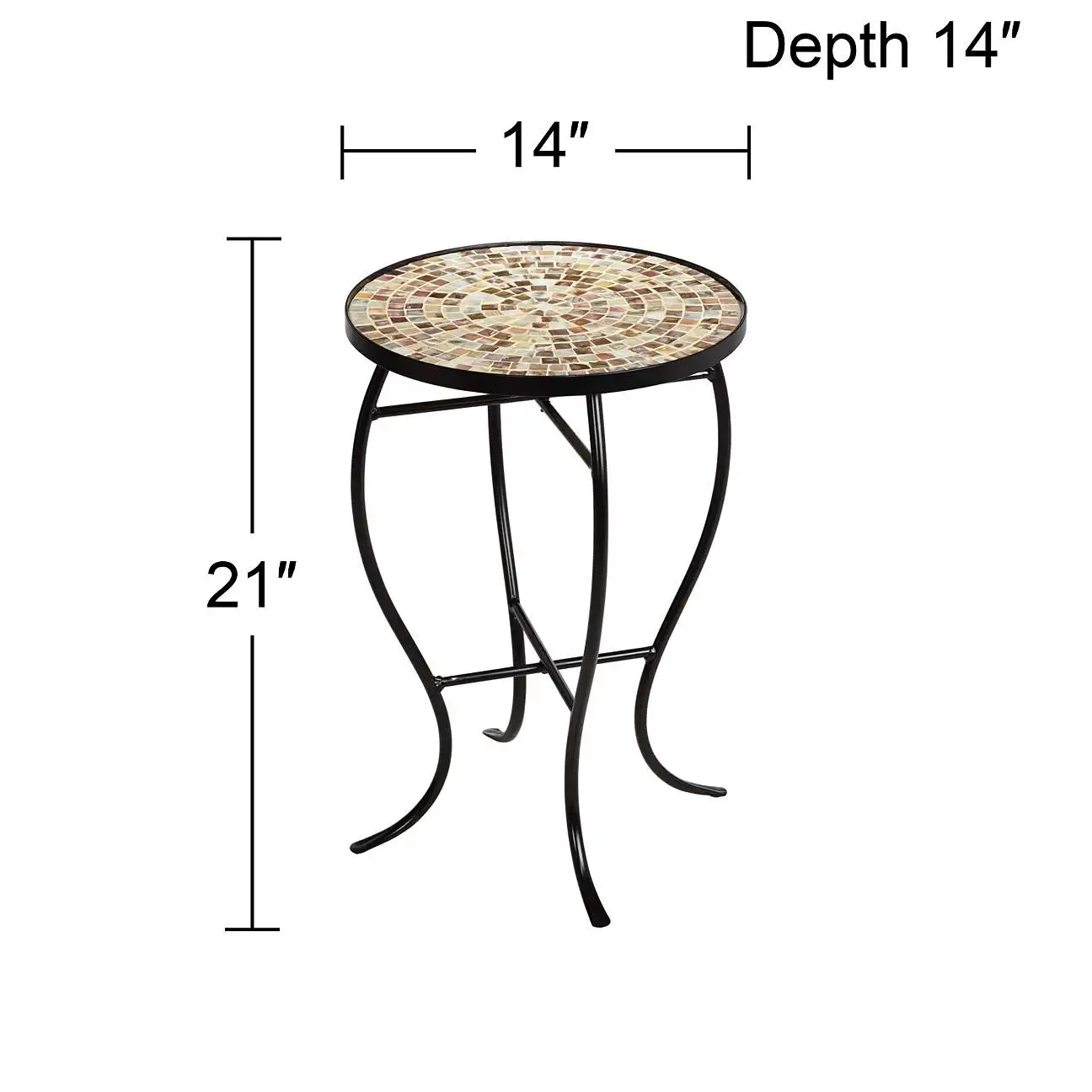 Mother of Peal Mosaic Black Iron Outdoor Accent Table Side Table