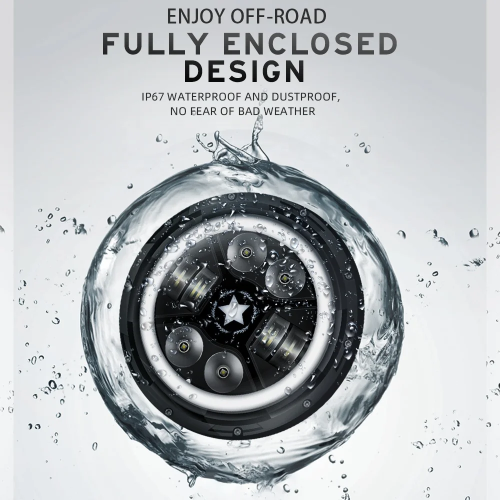 RUTENSE Super Bright High Low Beam 7inch Led Headlight DRL Fog Light Motorcycle Car H4 Led Headlight