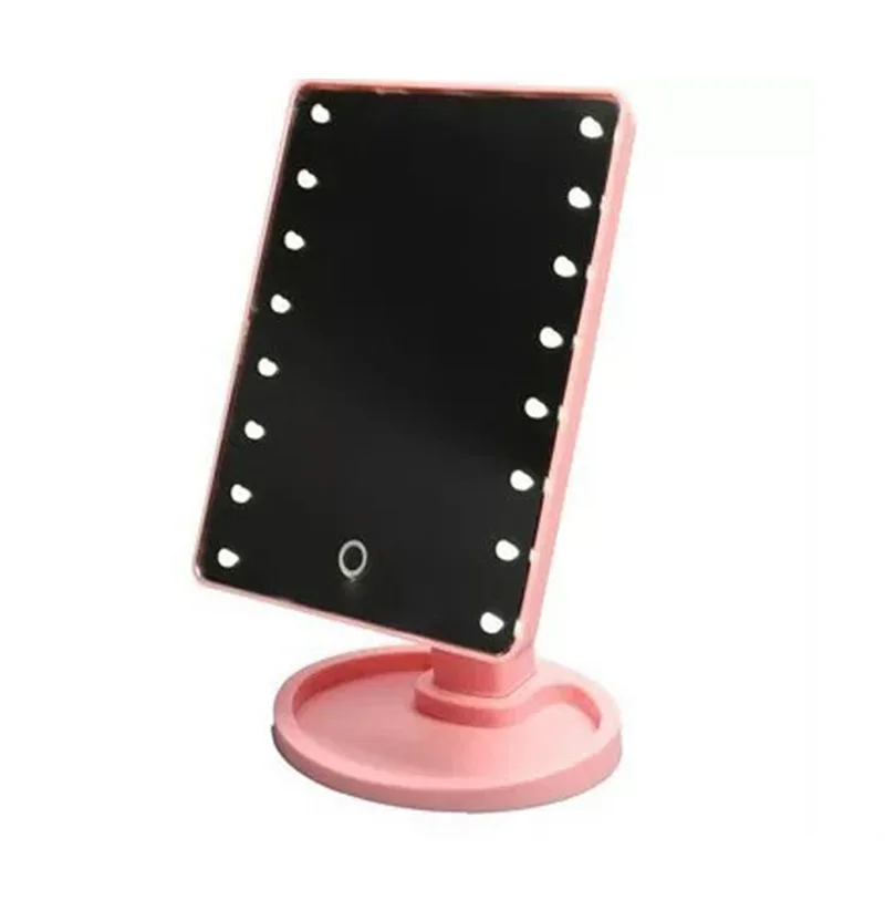 16 LEDS Makeup Mirror Battery Powered Cosmetic Mirror 360 Degrees Rotating ABS Plastic Frame Desktop Mirror