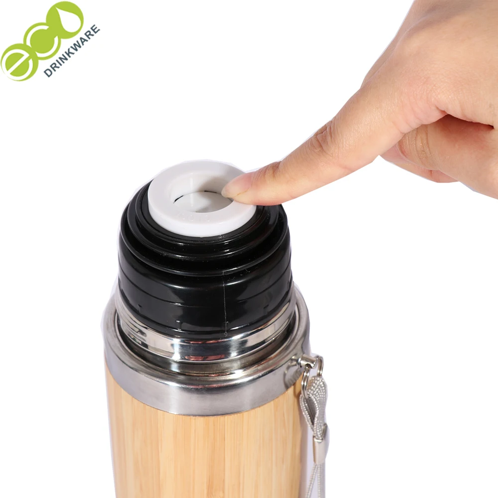 GB8085 450ML 2021 stocked  BPA free personalized bamboo laser logo thermo wood coffee cup with cap
