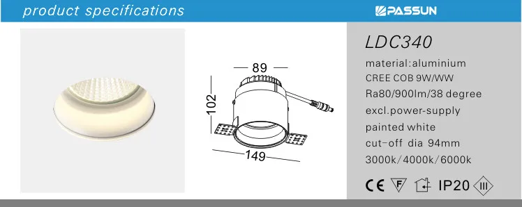 indoor aluminum spot light frameless anti glare led ceiling spotlight