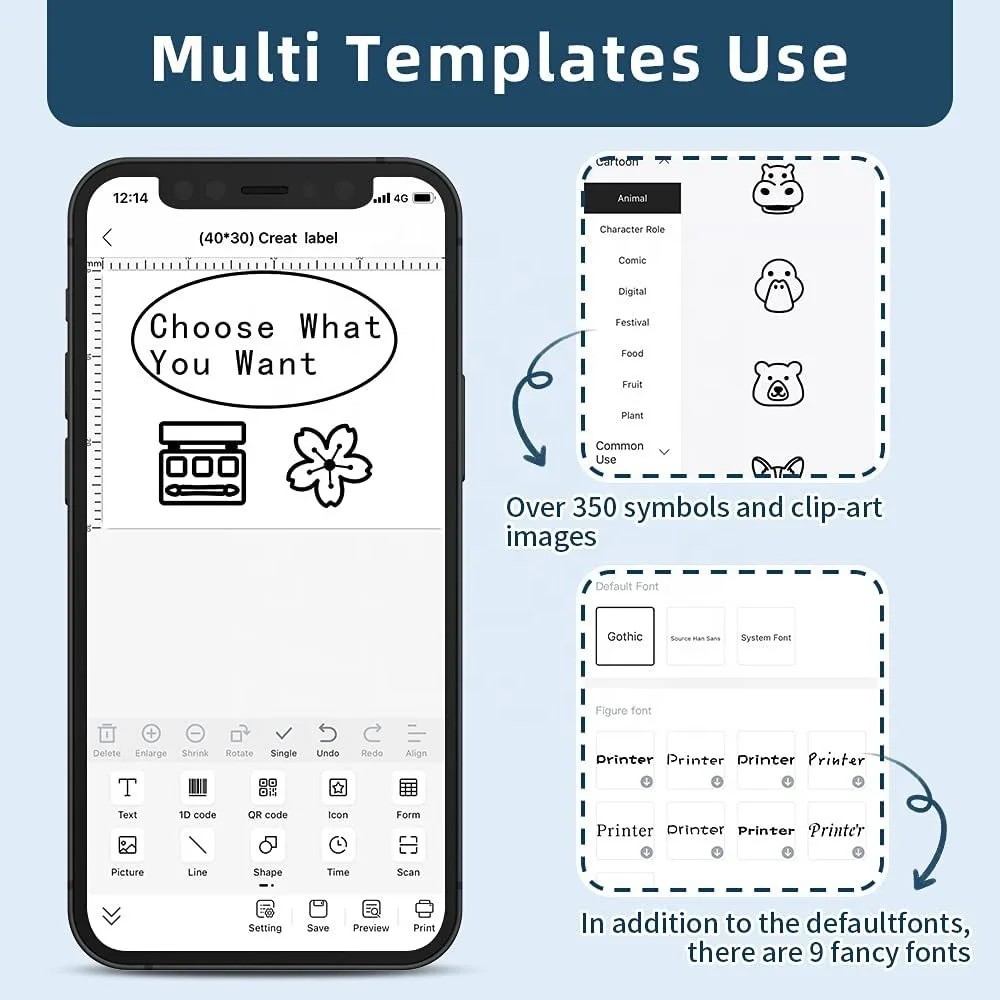 M120 Portable Bluetooth Industrial Thermal Cloths Label Printer Shipping Barcode Printer with Sticker Rolls