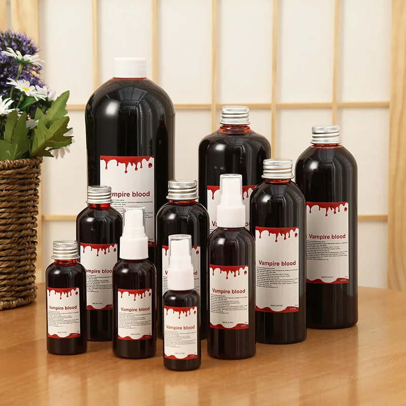 Fake Blood Spray Halloween Scary Fake Skin Paint Temporary Fake Scar Wax Bleed Wound Halloween Makeup Liquid Movie Spoof Props