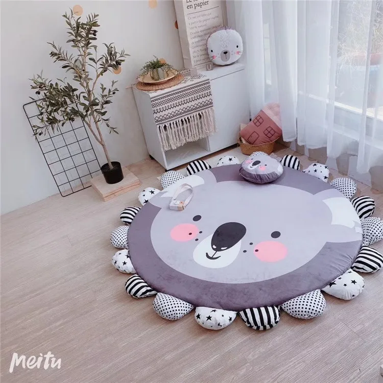 Super Soft Cotton Washable Area Kids Crawling Rugs Round Baby Toys Play Mat
