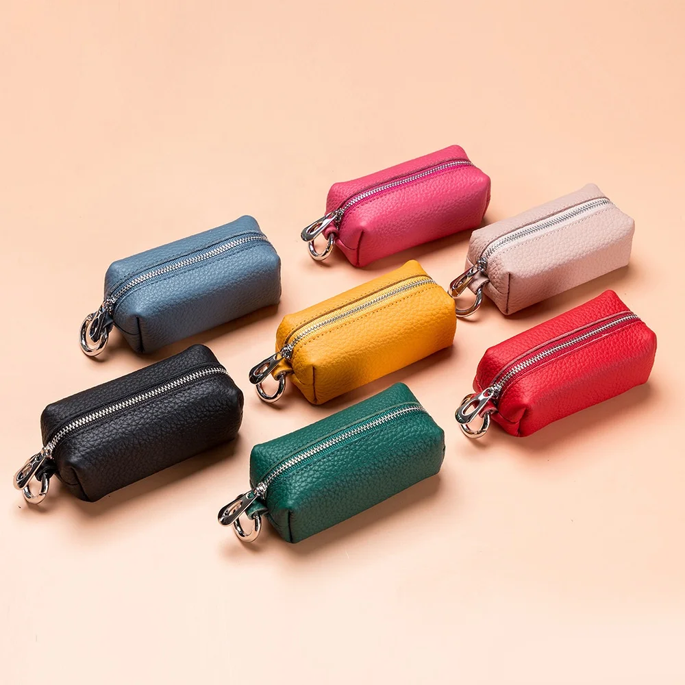 Fashion Keyring Car Key Case Lipstick Coin Bag Genuine Leather Car Key Bag