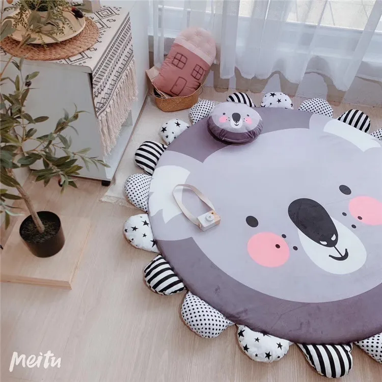 Super Soft Cotton Washable Area Kids Crawling Rugs Round Baby Toys Play Mat