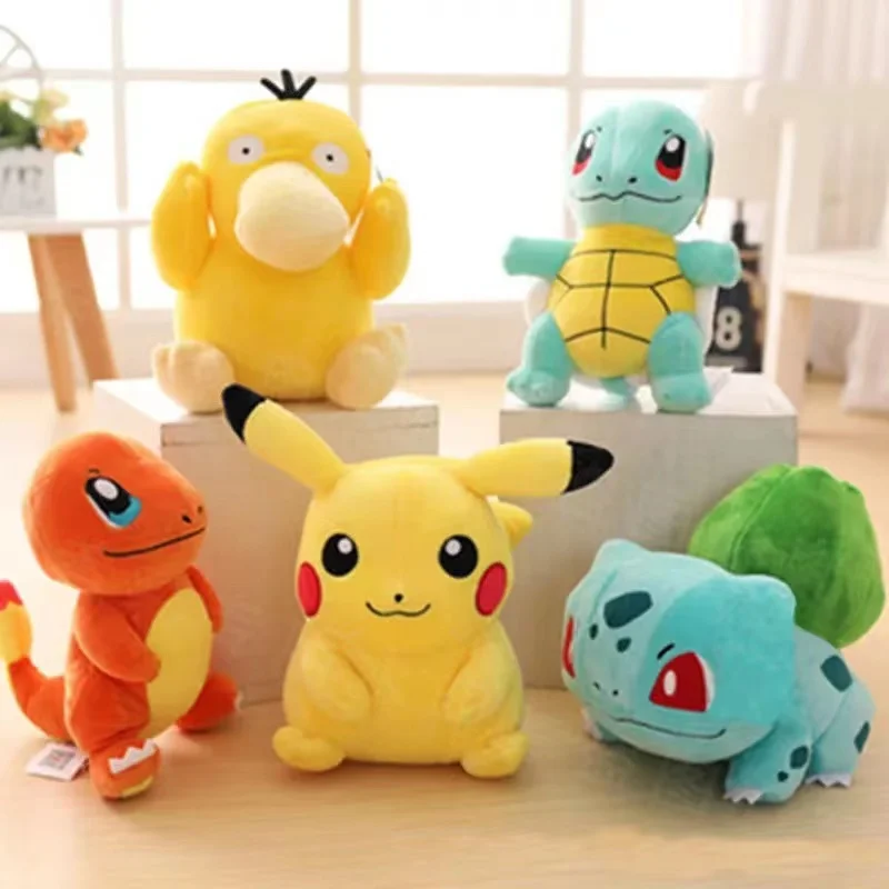 Pokemoned Cute Cotton Plush Anime Figures Pikachu Psyduck Snorlax Mew Charizard Eevee Christmas Kid Toys and Gifts