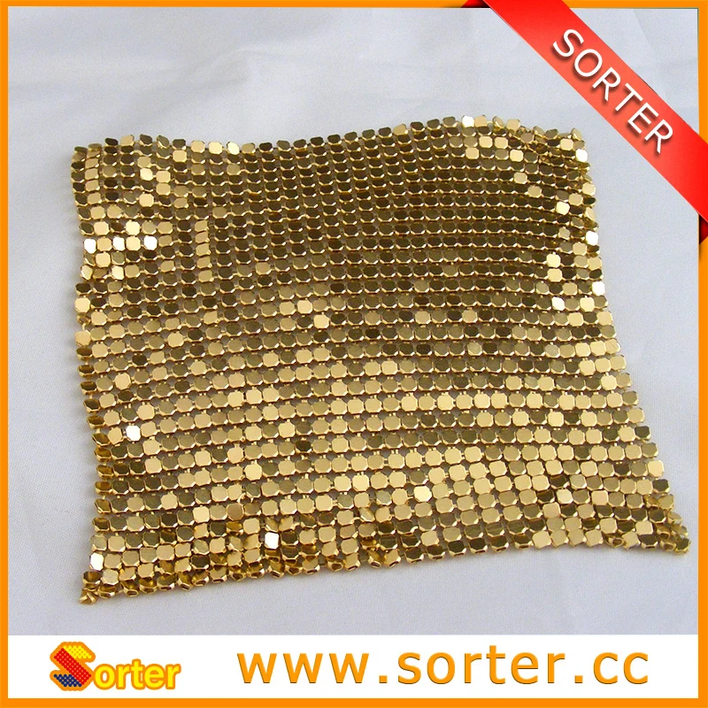 gold color aluminum metal mesh fabric for garment