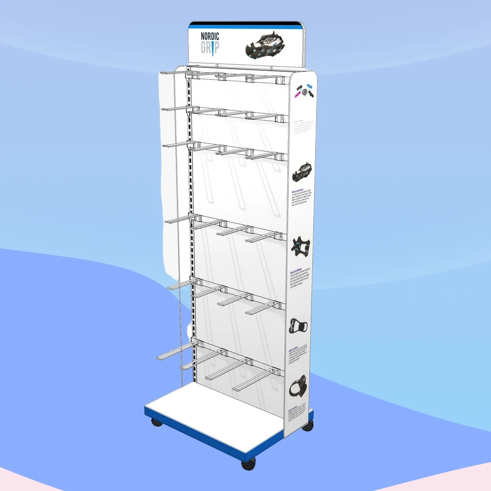 custom retail metal floor wire hook display stands for hanging items/custom display racks for bagged candy and snacks
