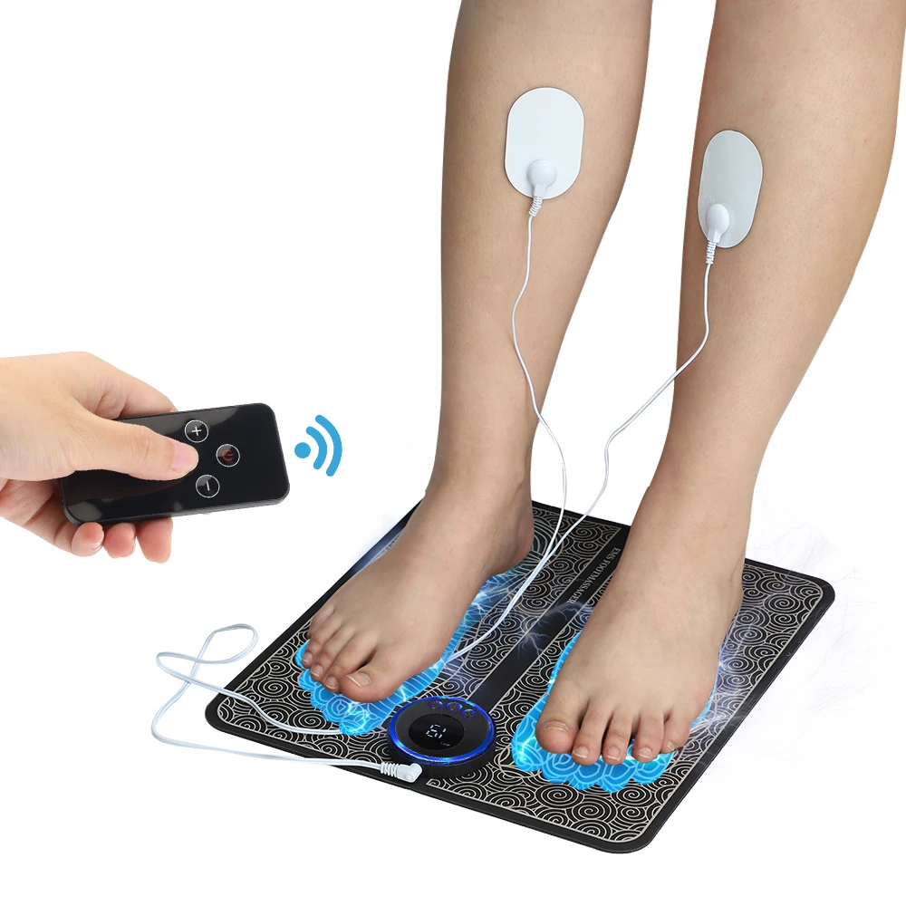 Relief Pain Relax Feet Acupoints Massage Mat Muscle Stimulator Electric EMS Foot Massager with Remote Control