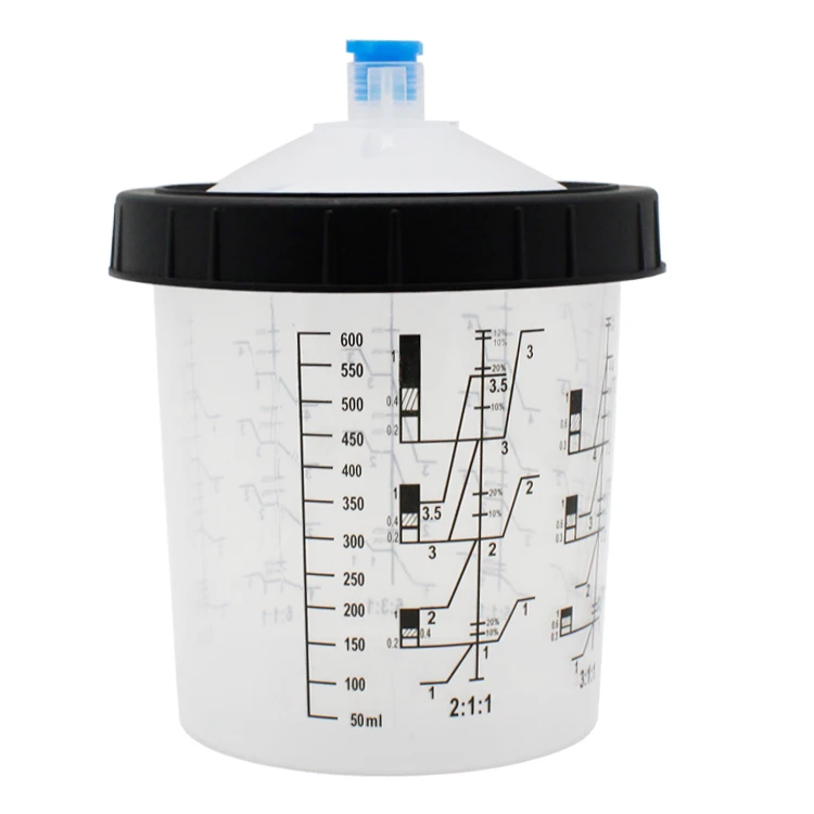 Fast delivery PPS Plastic Disposable Spray Gun Cups Good Quality Paint Mixing&Spray Mixing Cup 600ml