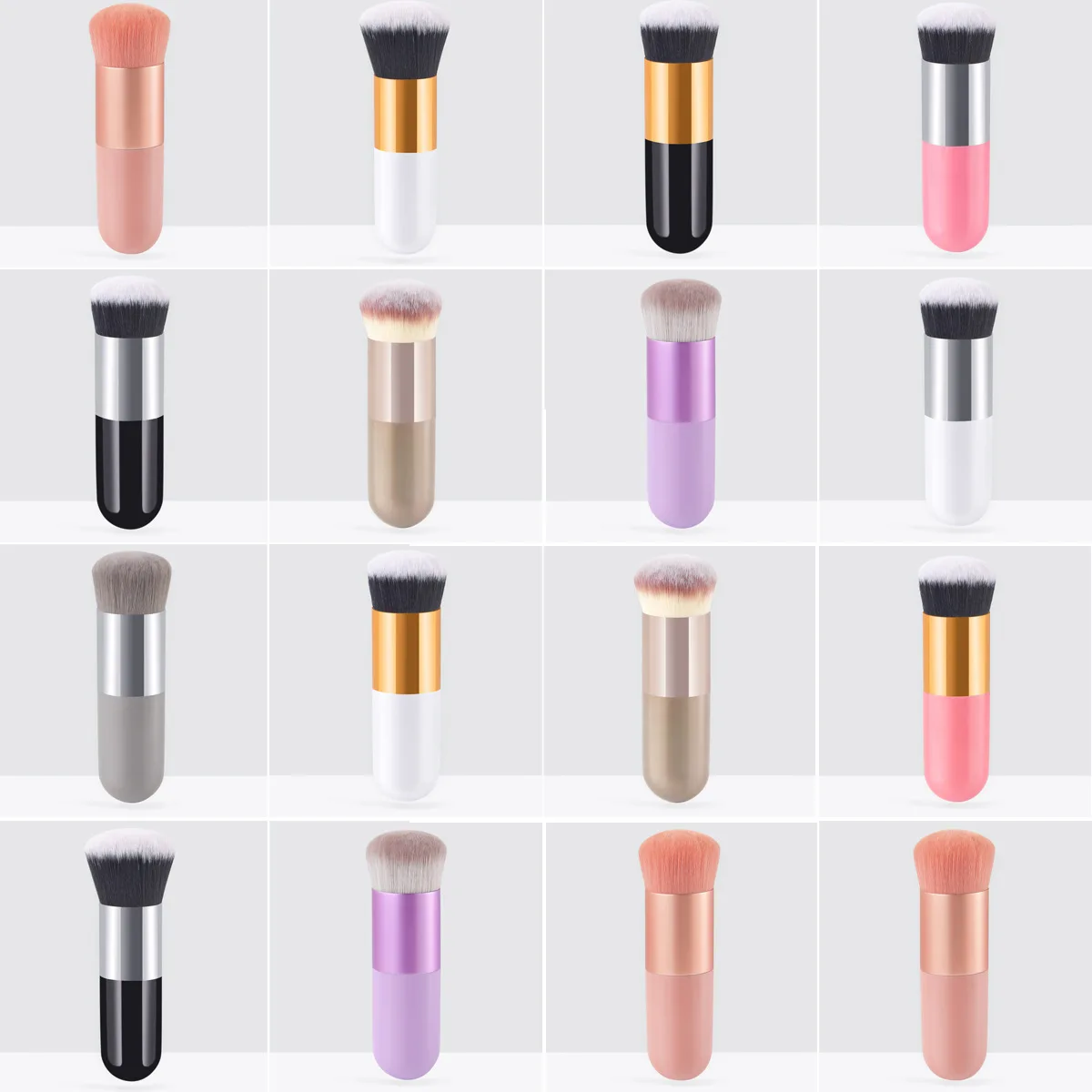 FEIYAN Foundation Make-up Brush Custom Your Own Brand Plastic Handle Flat Top Liquid Foundation Powder Kabuki Face Makeup Brush