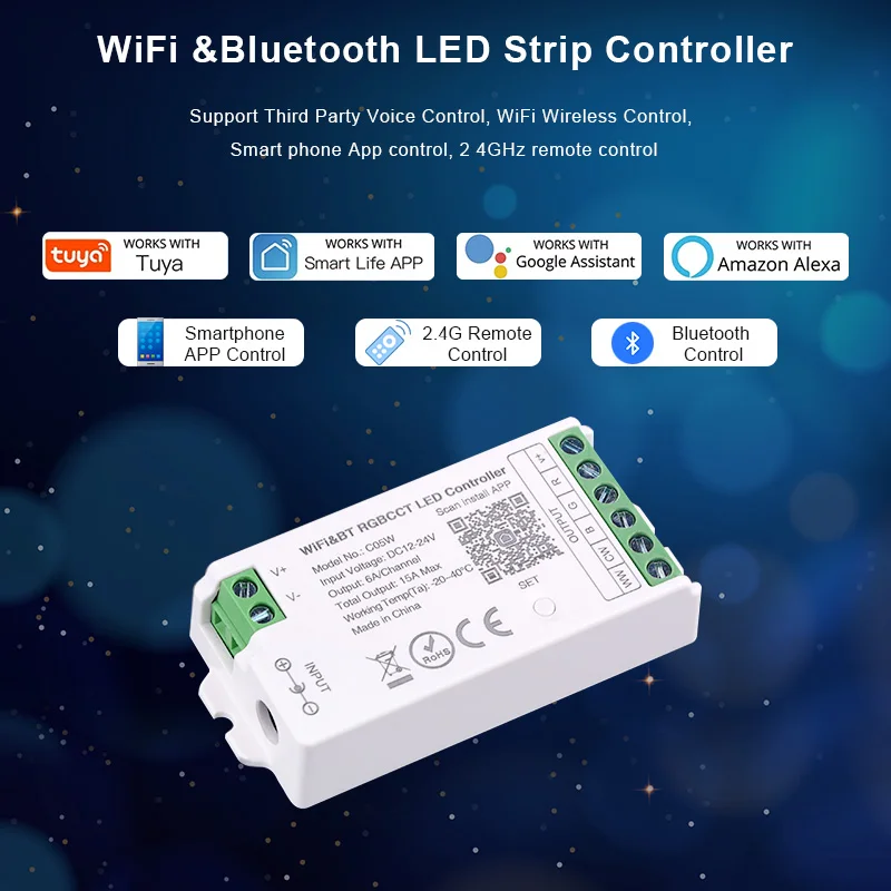 RGB Remote led controller Blue tooth Alexa and Google 3 years warranty Tuya Wifi smart RGB led controller COXOTECH