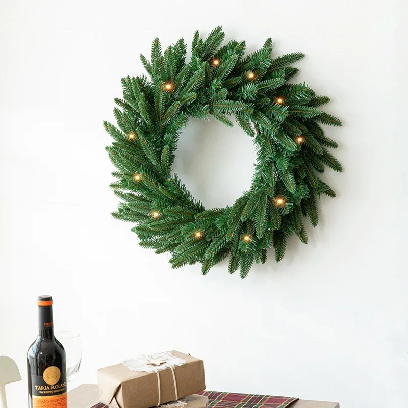 Artificial Pine Needle Wreath Christmas Wreath for Front Door Wall Window Winter Christmas New Year Party Decoration