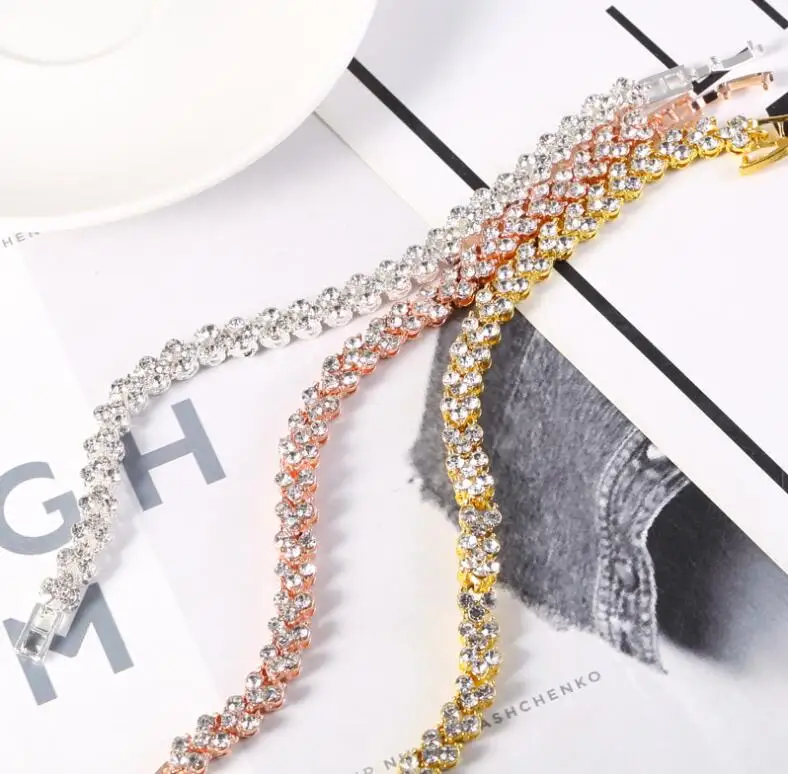  European and American foreign trade new exquisite luxury Roman crystal bracelet simple diamond