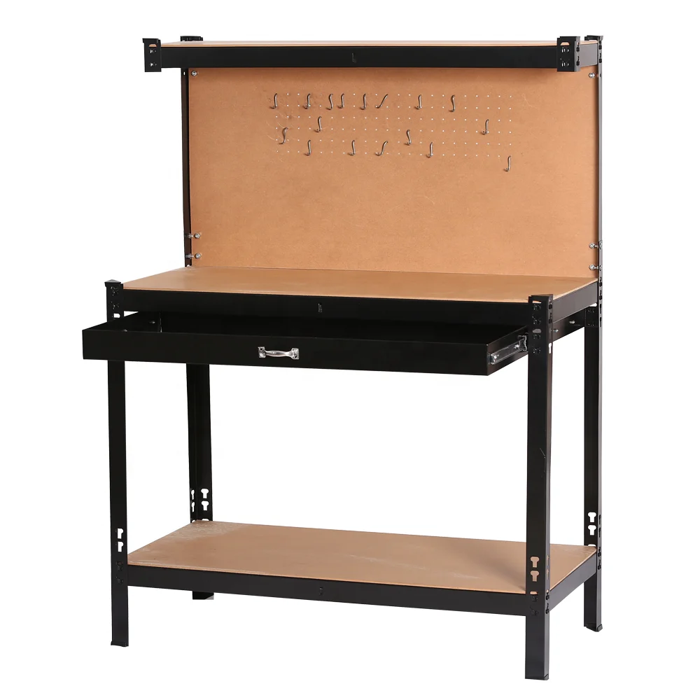 KINDE Craftsman Workbench with One Ball Bearings Glide Drawer and Pegboard Factory Price Workshop Table