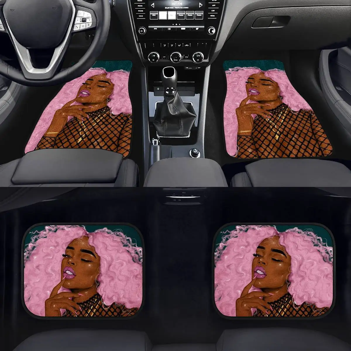 Custom Floor Mats for Cars Black Afro Beauty Lady Print Cheap Wholesale Car Mat Carpet Floor