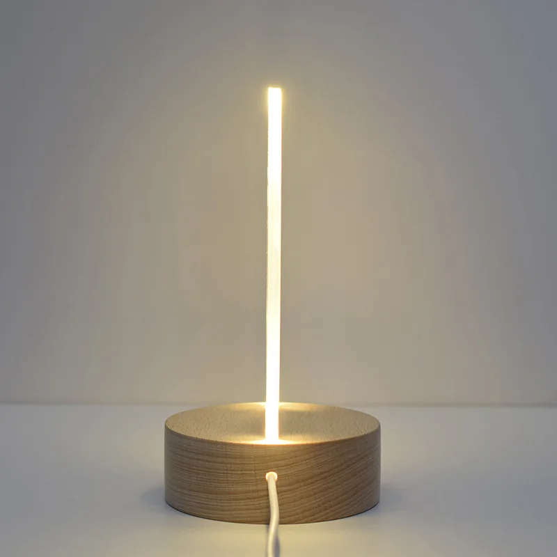 Blank Acrylic led Lamp Round with Warm RGB Wooden Base USB Powered for Personalised Kids Gifts Etching Laser Engrave DIY Lamp