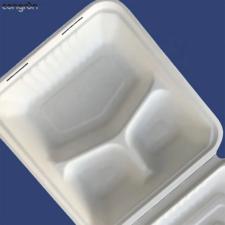 
Wholesale 1000ml 3 Compartment Biodegradable Disposable Corn Starch Lunch Food Box 