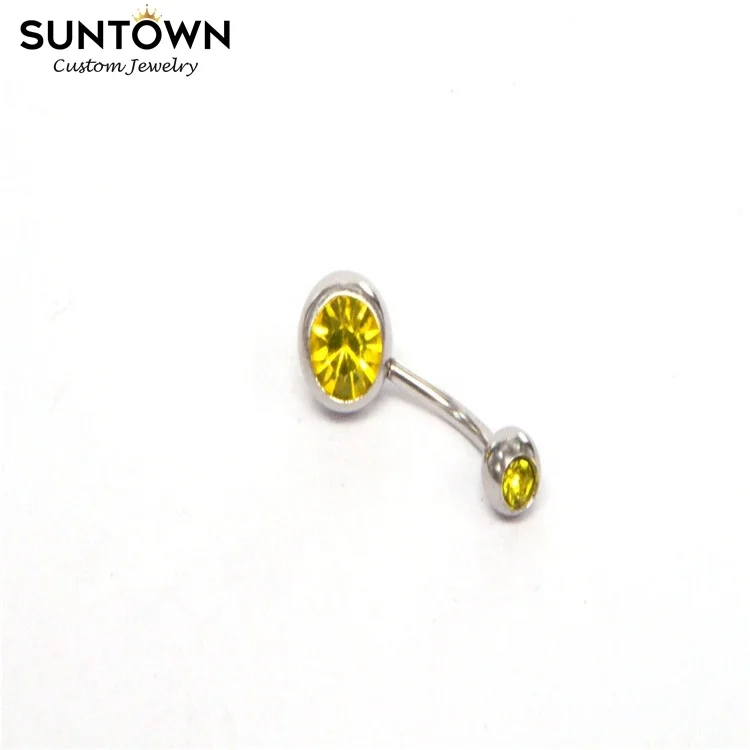 Ювелирные изделия для тела Suntown Новое поступление горячая распродажа кольца-пупки из нержавеющей стали с нажимным сверлом висячие кольца блестящим цирконием пирсинга