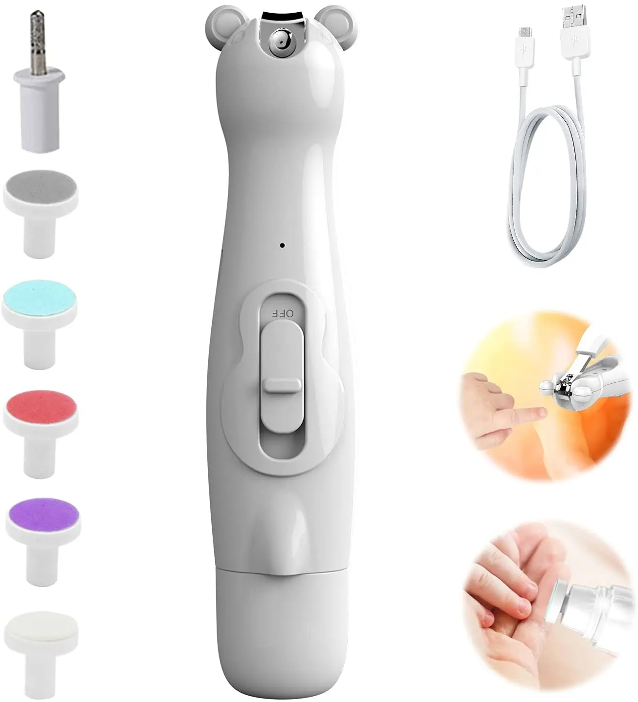New Baby Nail Clipper Automatic LED Nail Grinder Rechargeable Nail File