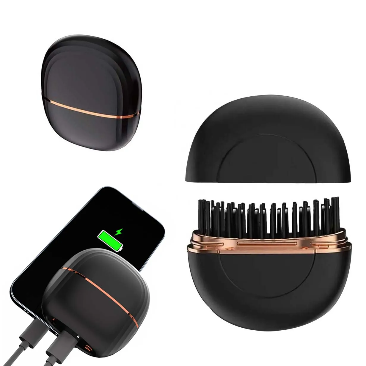 Mini Travel Size Hair Straightener Comb USB Rechargeable Cordless Portable Ionic Hair Comb Straightener Brush