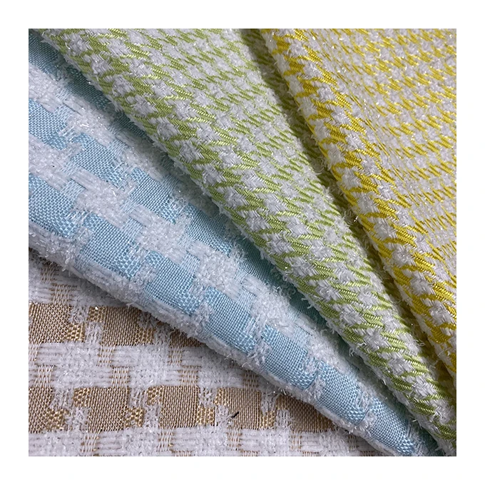 Wholesale High Quality 100%Polyester Chambray Tweed Fabric for  tweed jackets and Garments