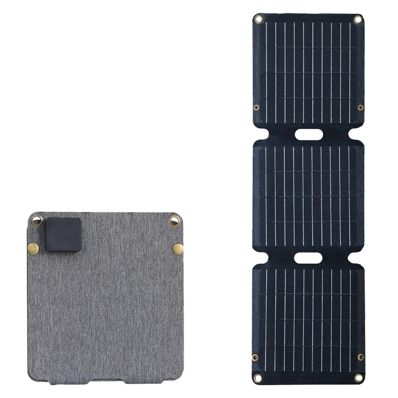 Solar USB+Type-C Charger Fast Charging 21W Mono Portable Foldable Panel High Efficiency Cells for Mobile Phone Laptop