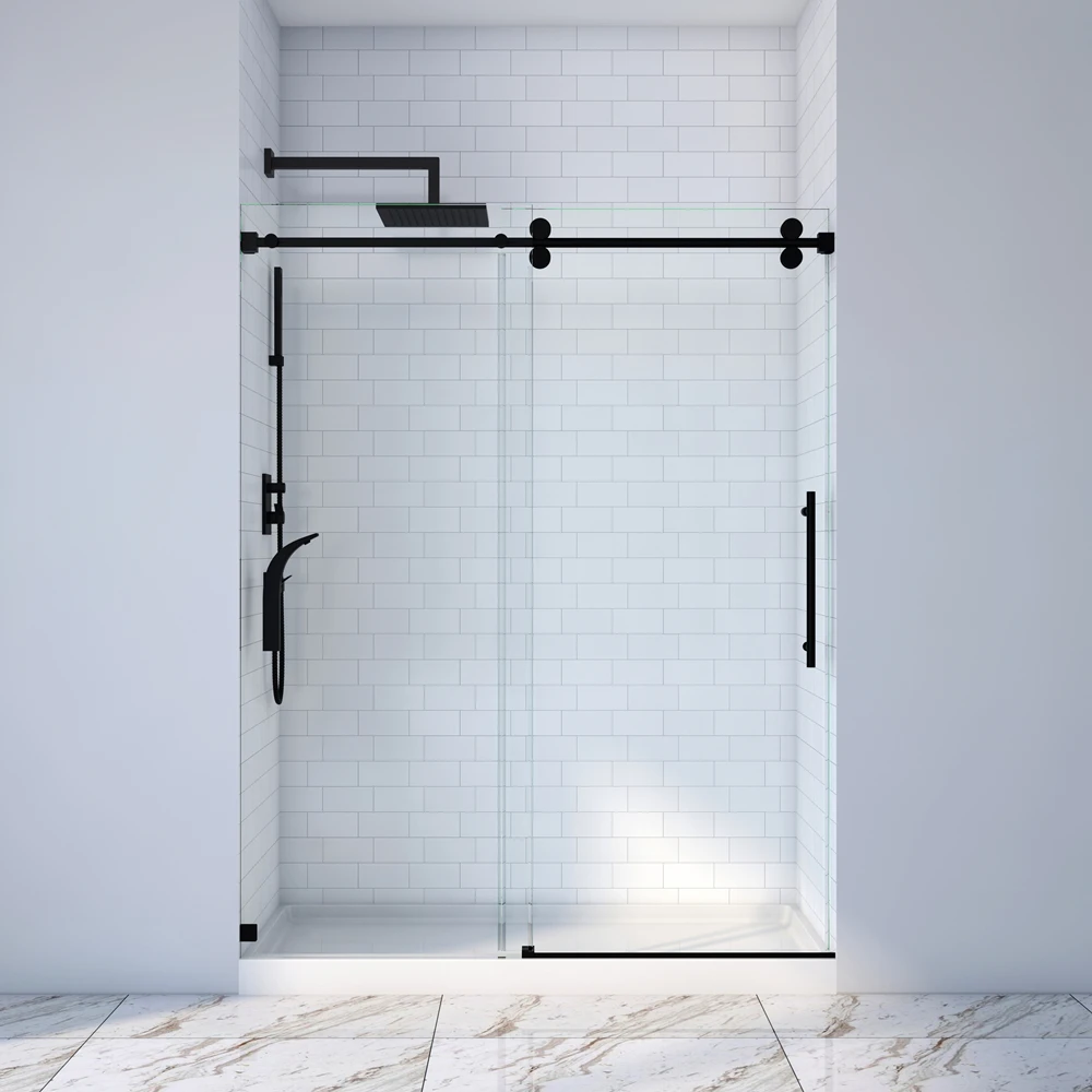 Modern Polished Silver Frameless Sliding Bathroom Shower Door Shower Cubicle