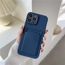 Soft Silicone Case For iPhone 14 13 12 11 Pro Max XS XR X 8 Plus 13Pro iPhone13 iPhone11 Phone Cover With Card Slot Holder