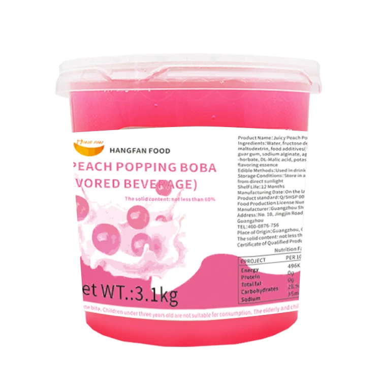 
Wholesales Milk Tea Boba Pearls For Fruit Tea Juicy Peach Popping Boba 