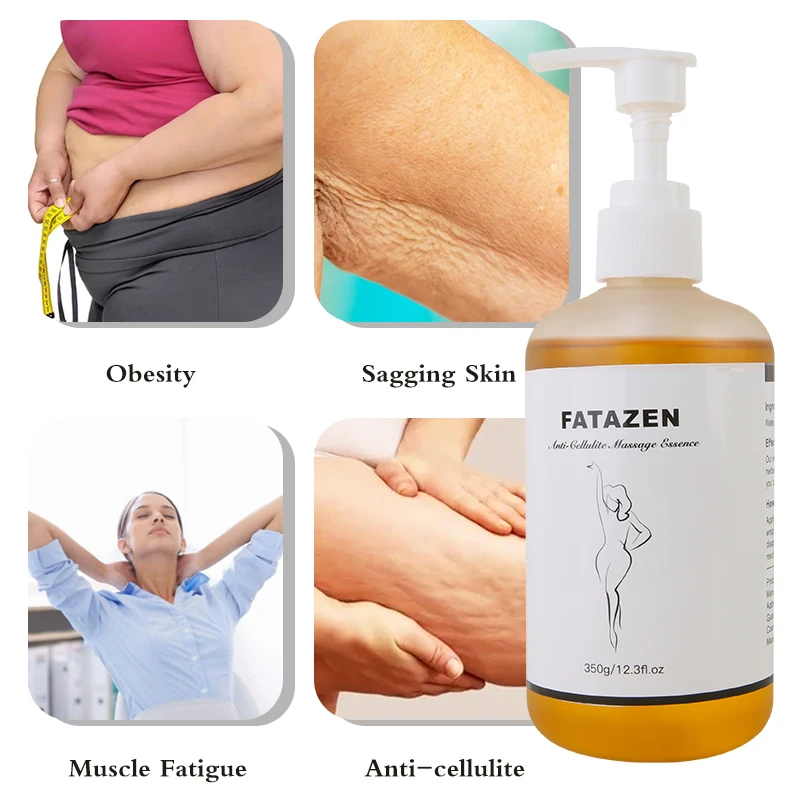 FATAZEN Natural Organic Anti Cellulite Massage Essence Beauty Salon Spa Full Body Care Quick Absorb Private Label Massage Oil