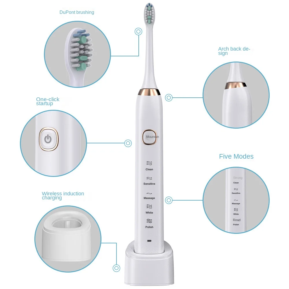 Automatic sonic electric toothbrush 5 speed 8 brush head portable case magnetic levitation electric toothbrush for adults