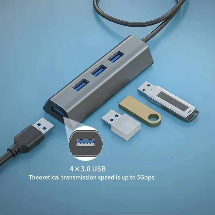 4 Port 3.0 USB HUB with Power Multi USB C 2.0Hub aluminium alloy Adapter type c docking station for Mac Laptop