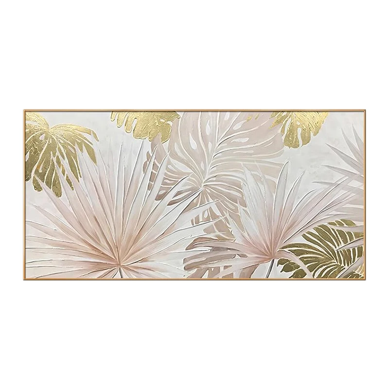 Home Decor Living Room Art Canvas Decorative Golden Leaf Wall Art Abstract Gold Foil Canvas for Sofa Background Wall