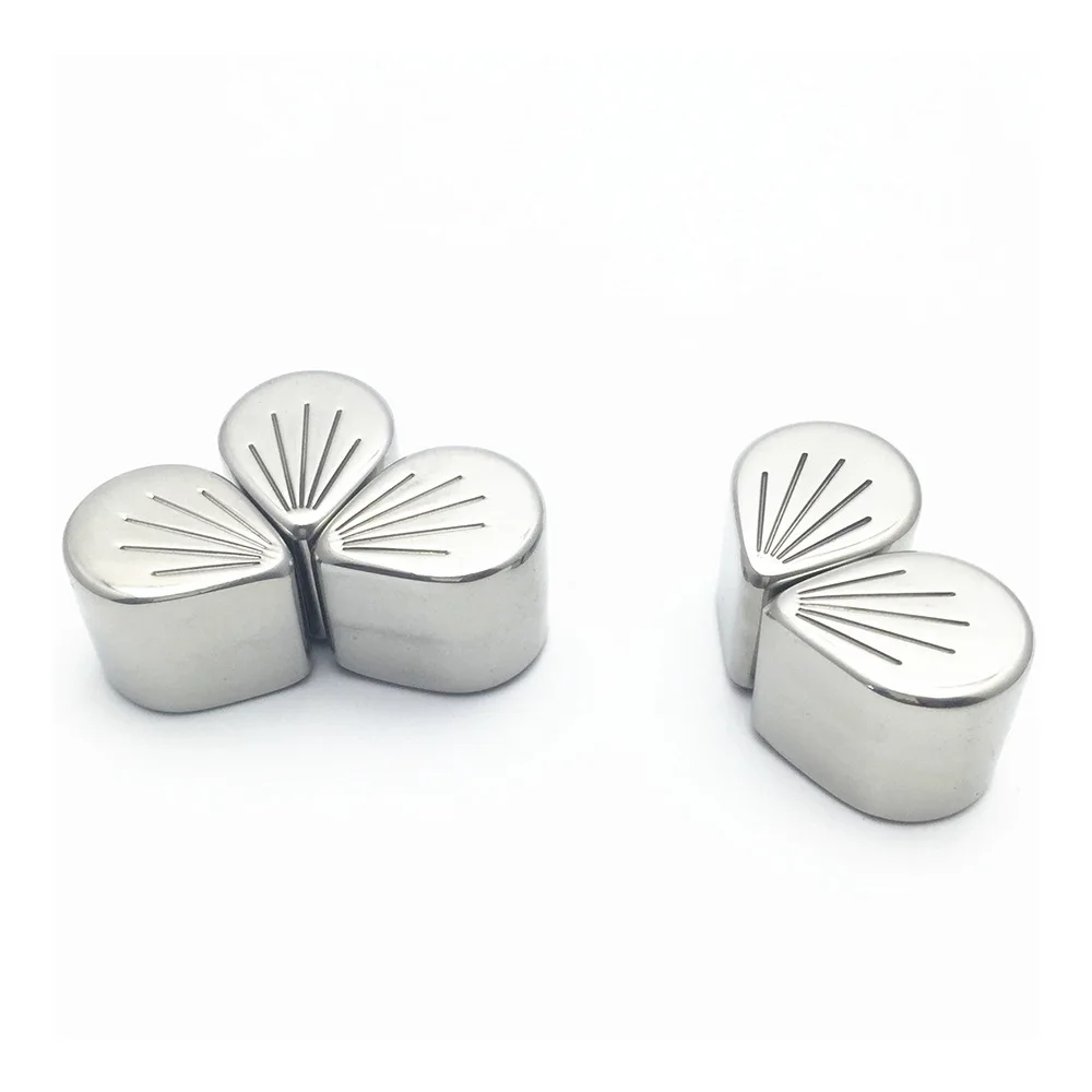 custom engraved stainless steel flower shape ice cube wholesale reusable cooling stones gift box set