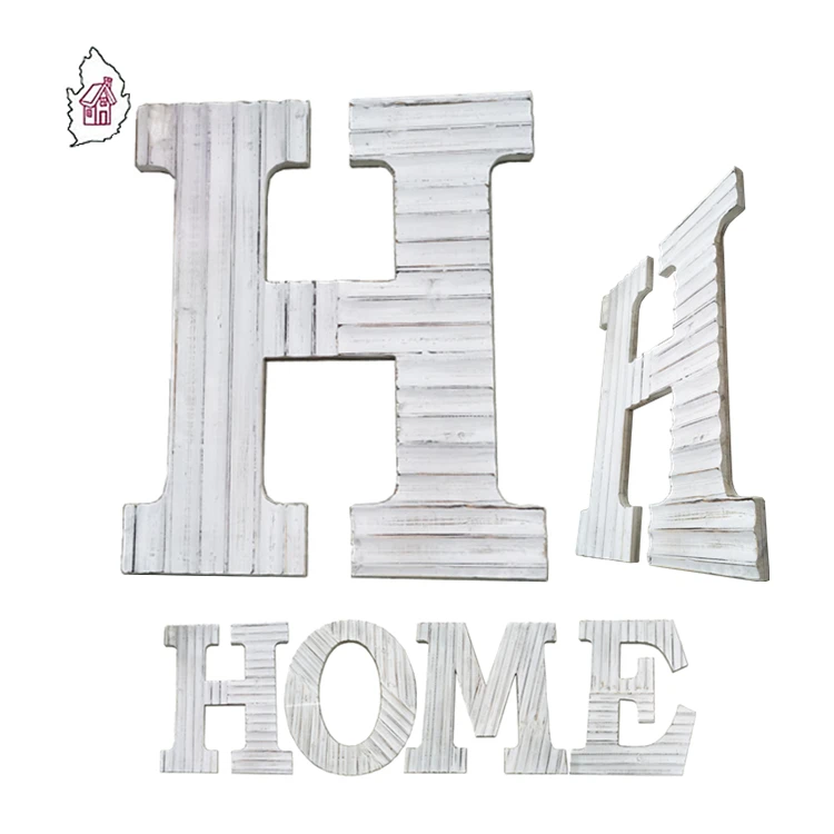 
Stripe surface Carved wooden table letters HOME 